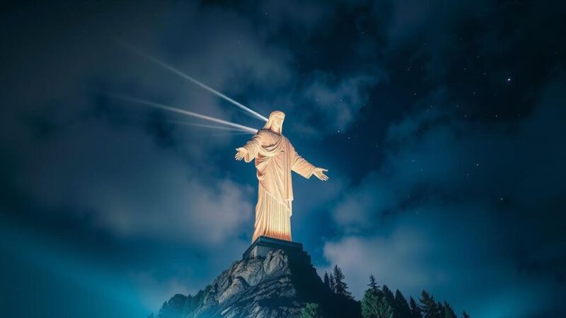 Support Messages for Pope Francis Projected on Christ the Redeemer Statue