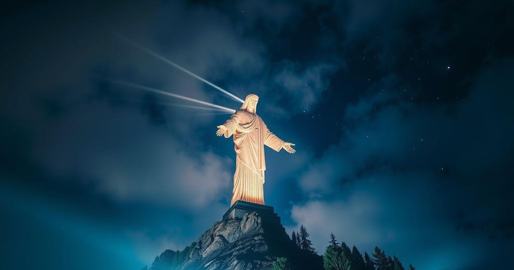 Support Messages for Pope Francis Projected on Christ the Redeemer Statue