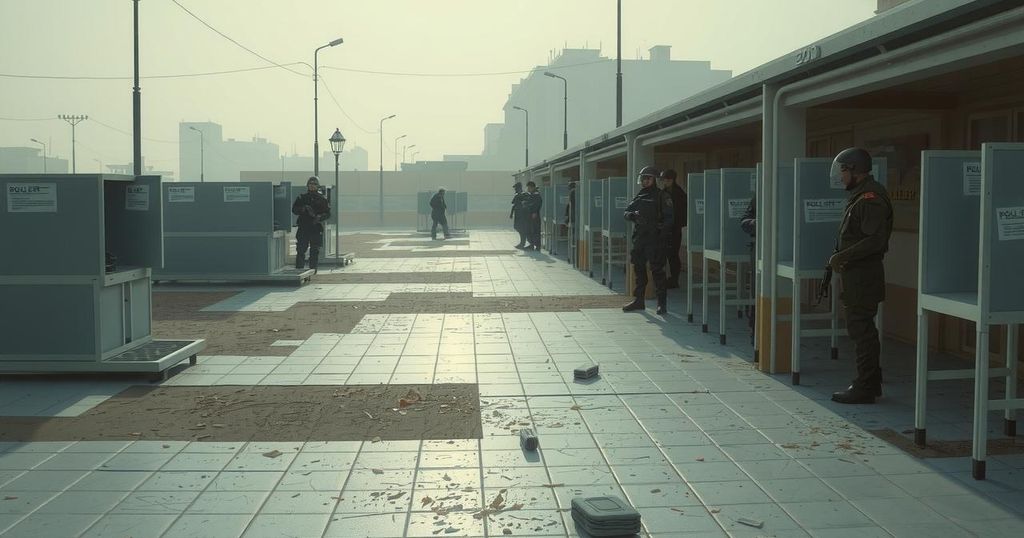 Political tensions in Venezuela with deserted polling stations during a controversial election.