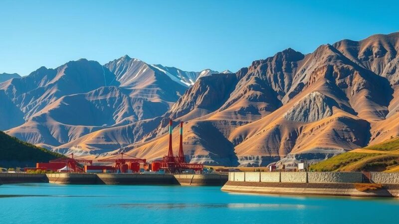 Copper mines in Ecuador with mountains and a blue sky, symbolizing trade and finance in Latin America.
