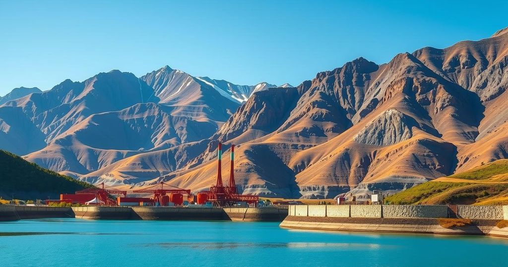 Copper mines in Ecuador with mountains and a blue sky, symbolizing trade and finance in Latin America.