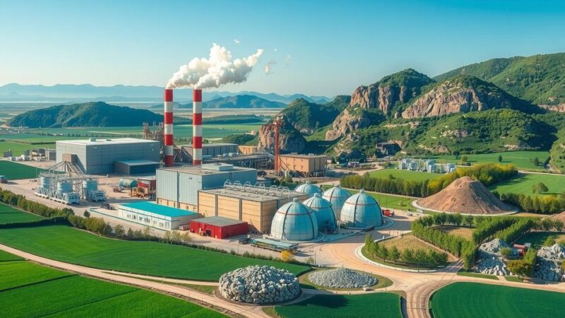 Industrial landscape with factories and natural resources under clear sky, symbolizing Nigeria's economic diversification effort.