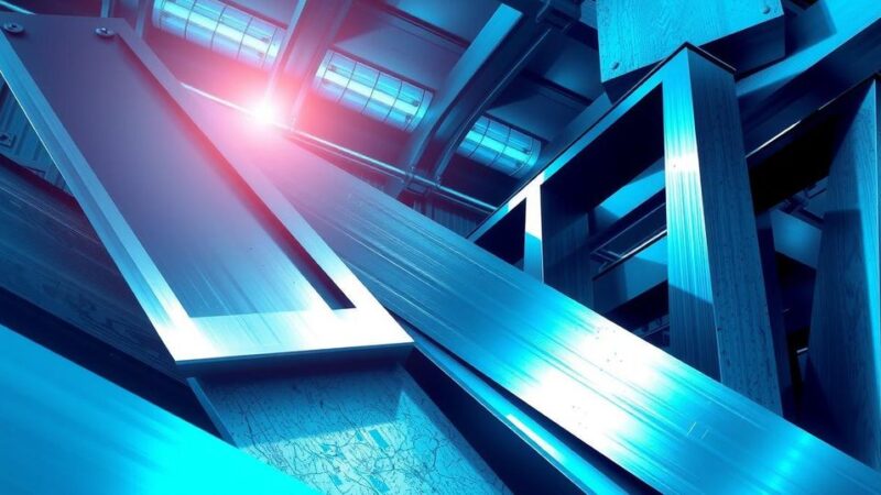 Abstract colorful depiction of steel manufacturing, representing industry, tariffs, and market dynamics in Brazil.
