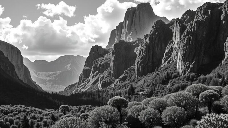 Black-and-white landscape photo capturing the beauty of nature and humanity, showcasing rich tonality and emotional depth.