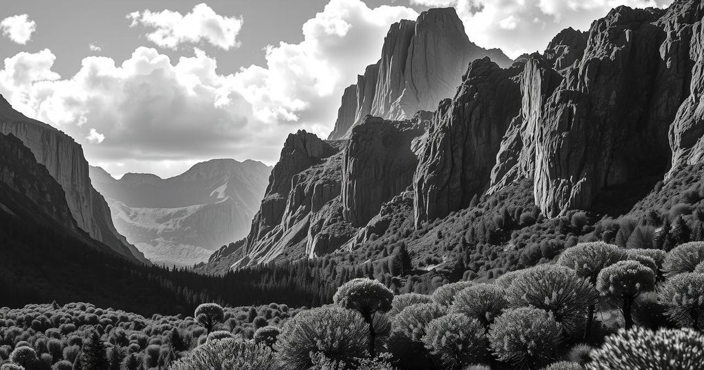 Black-and-white landscape photo capturing the beauty of nature and humanity, showcasing rich tonality and emotional depth.