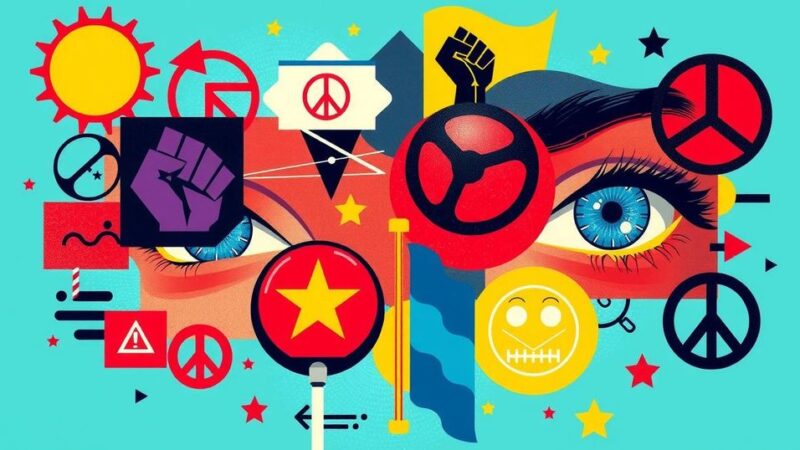 A vibrant digital collage symbolizing freedom of expression and activism in East Africa, showcasing bold colors and dynamic visuals.