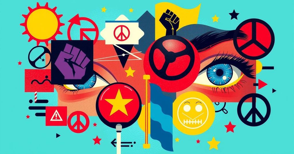 A vibrant digital collage symbolizing freedom of expression and activism in East Africa, showcasing bold colors and dynamic visuals.