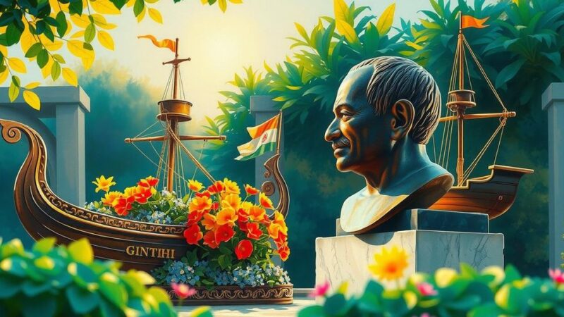 Delegation pays floral tributes at Mahatma Gandhi's bust and Whitby Ship in Georgetown, Guyana.