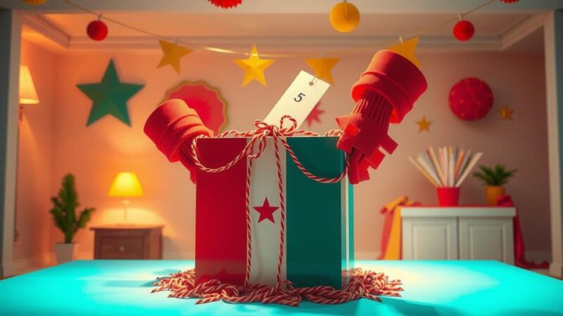 A symbolic representation of democratic transition in Guinea featuring a ballot box and a vibrant festive atmosphere.