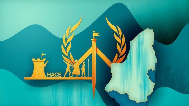 A symbolic representation of diplomacy focusing on Middle East stability with abstract elements of peace and conflict.