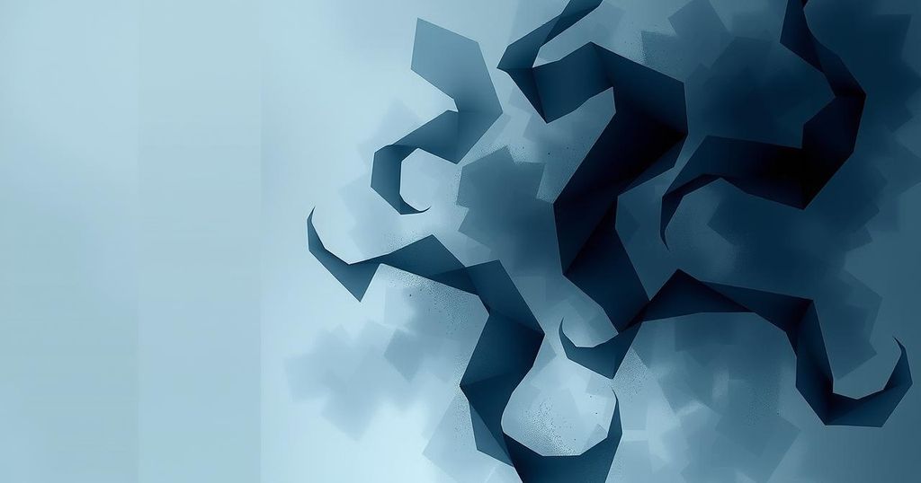 Abstract representation of opaque democracy with shades of gray and hints of dark blue, symbolizing secrecy in political funding.
