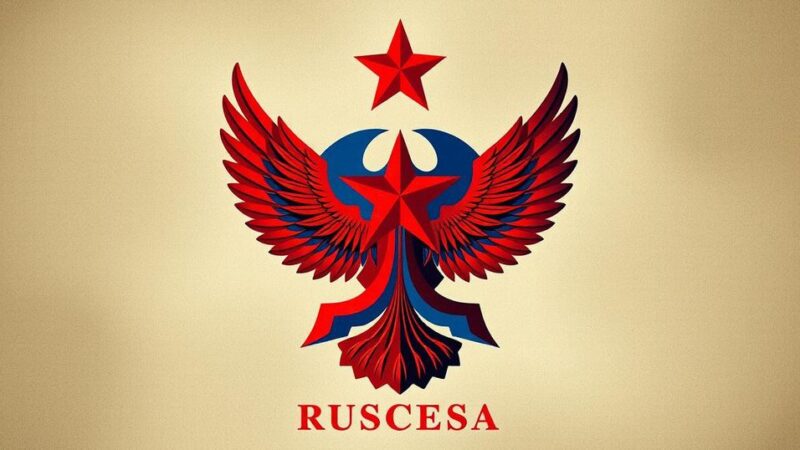 Illustration of a North Korean and Russian emblem symbolizing their strong relations, in vibrant colors.