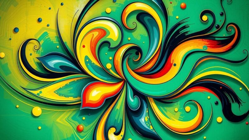 A conceptual artwork illustrating unity and progress in Nigeria, with vibrant colors and dynamic patterns.
