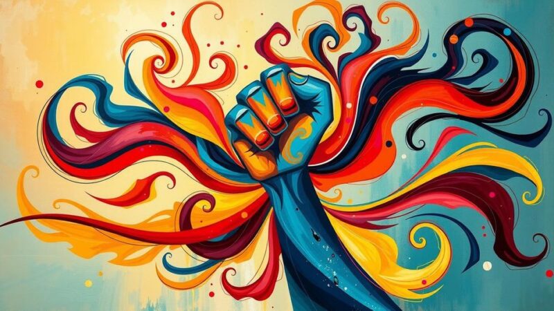 Colorful abstract representation of democracy, unity, and resilience inspired by June 12 struggle in Nigeria.