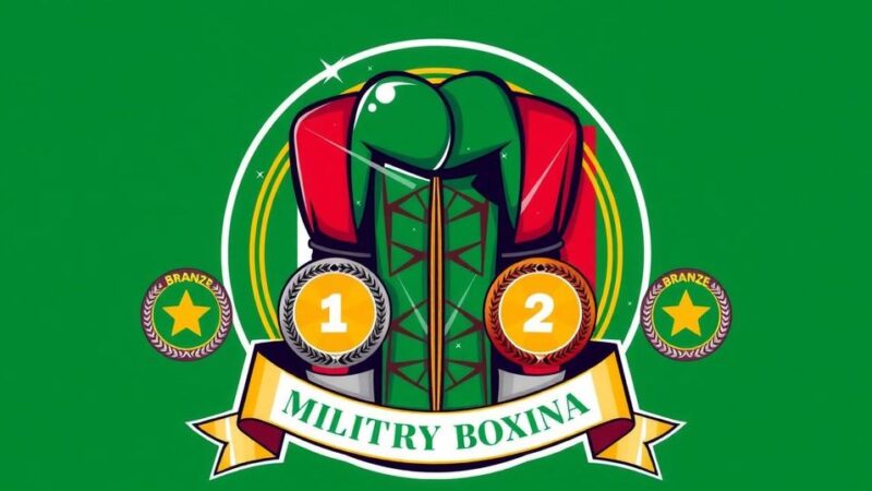 Nigerian military boxing emblem representing pride and achievement in sports with medals and boxing gloves.