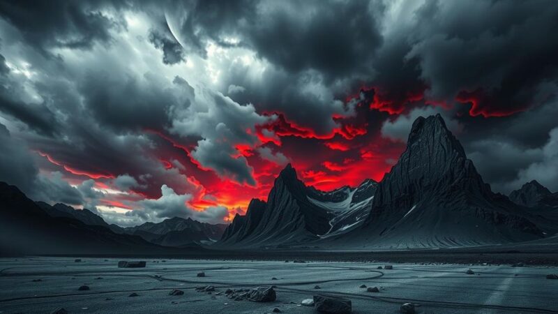 A powerful scene depicting a dark and intense atmosphere, symbolizing nuclear resolve amidst global conflict, with a focus on metallic tones.