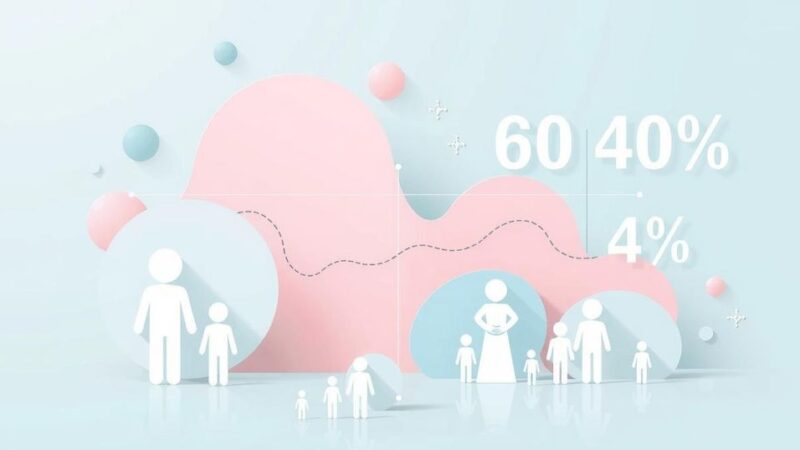 Abstract representation of declining birth rates in Argentina with soft pastel colors, illustrating demographic trends and changes.