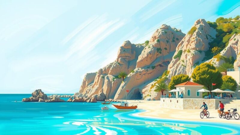 Scenic view of Ibiza with limited cars, highlighting sustainable tourism efforts and natural beauty.