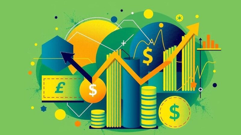 An abstract representation of Nigeria's economic transformation with graphs, currency symbols, and vibrant colors.
