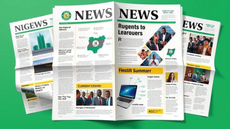 A Nigerian newspaper layout with headlines, bullet points, and vibrant colors highlighting current news.