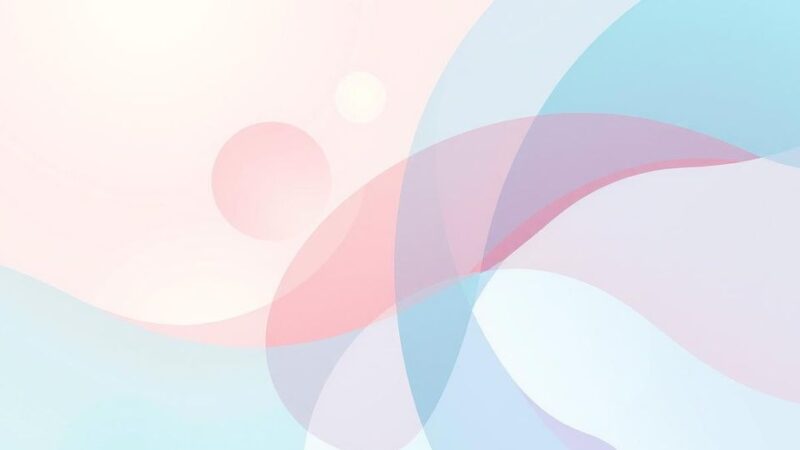 Abstract art depicting peace talks with soft colors and geometric shapes representing diplomacy and negotiations.