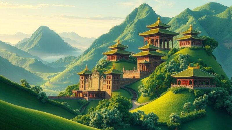 A scenic landscape showcasing Vietnam's cultural heritage with lush greenery and ancient architecture, highlighting cooperation with Chile.