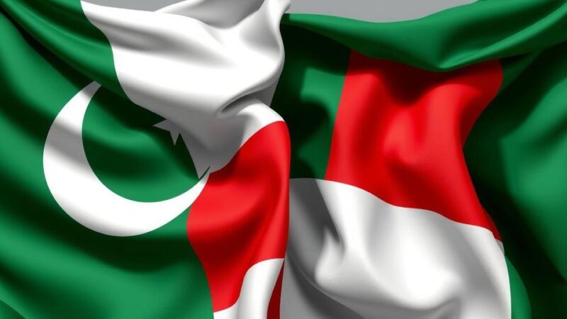 Two flags intertwined representing strong bilateral cooperation between Pakistan and Poland.
