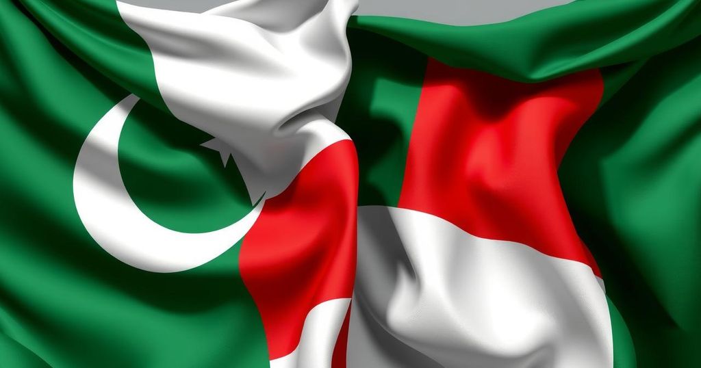 Two flags intertwined representing strong bilateral cooperation between Pakistan and Poland.