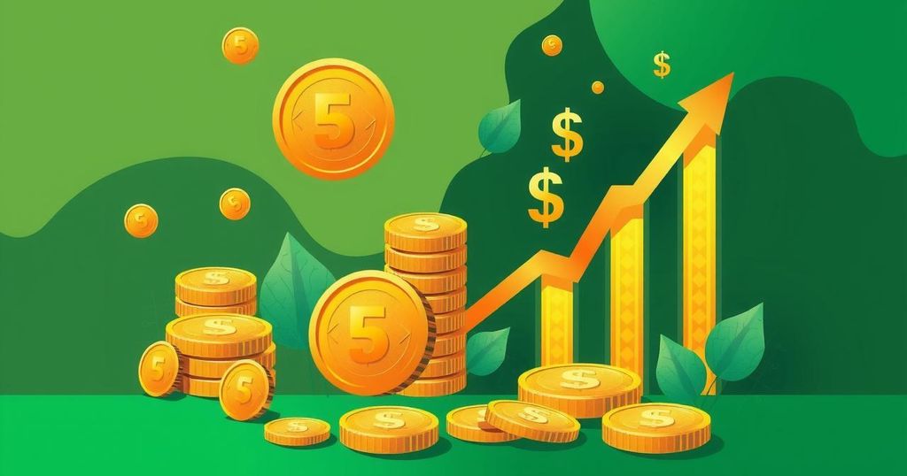 A symbolic representation of Nigeria's economy with a focus on stability, growth, and financial reforms in vibrant colors.