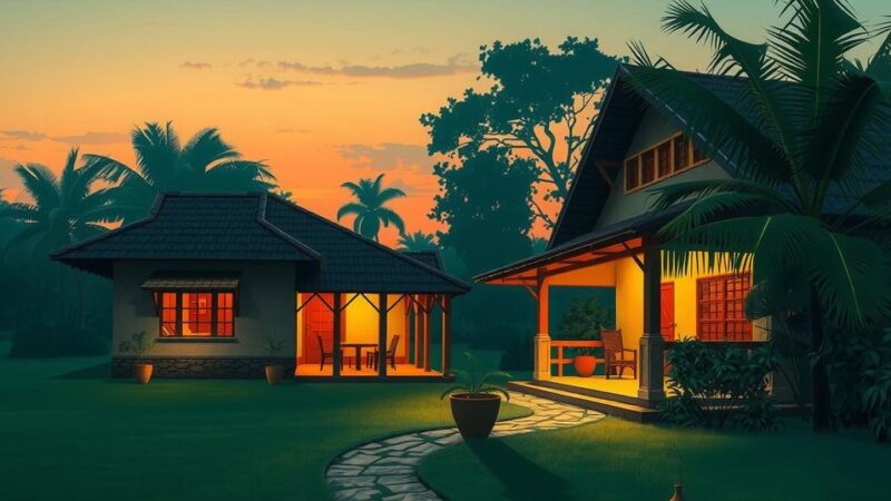 A solemn memorial scene with a softly lit Nigerian landscape, featuring traditional elements and peaceful greenery.