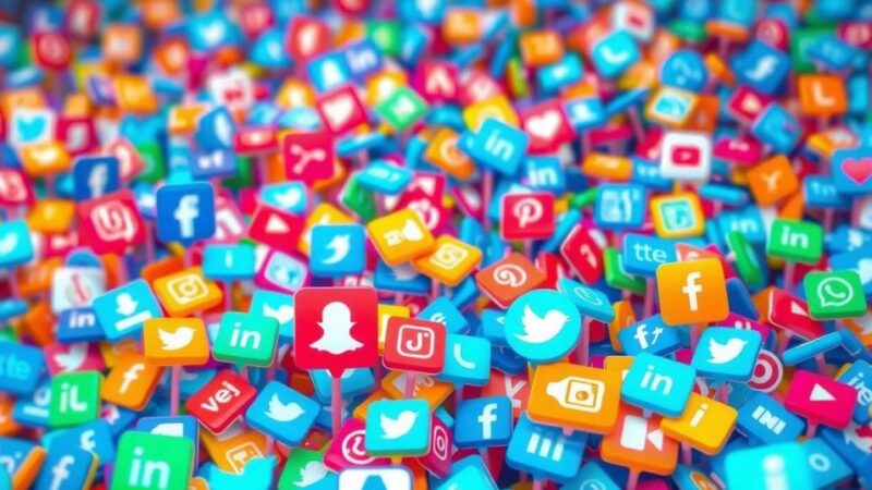 A digital landscape showcasing social media icons and abstract representations of youth engagement.