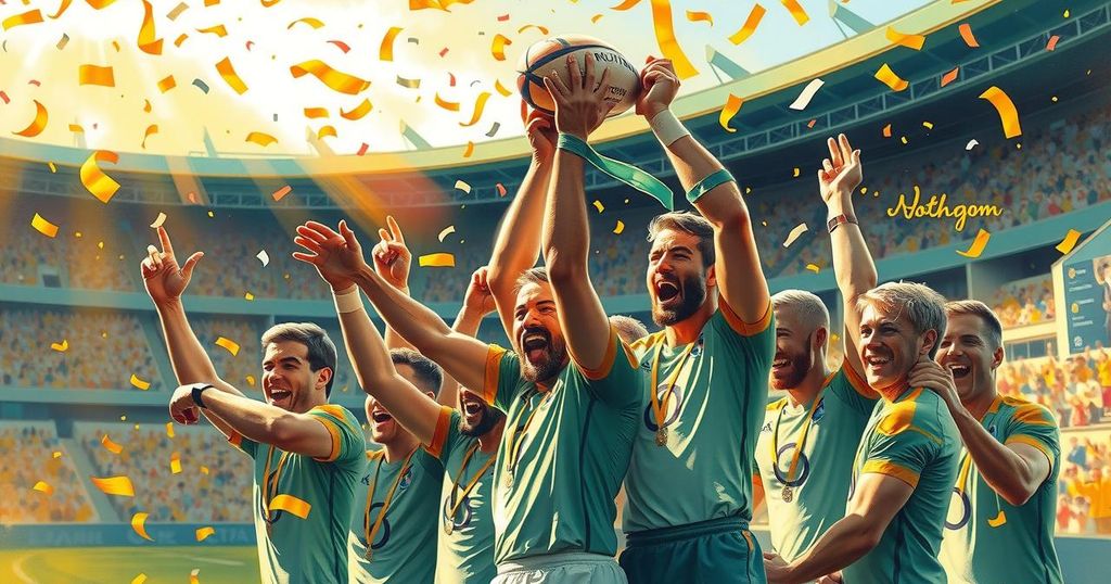 Junior Springboks celebrate winning the World Rugby U20 Championship with a trophy and a victorious atmosphere.